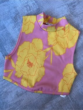 ZARA FLORAL JACQUARD CROP TOP